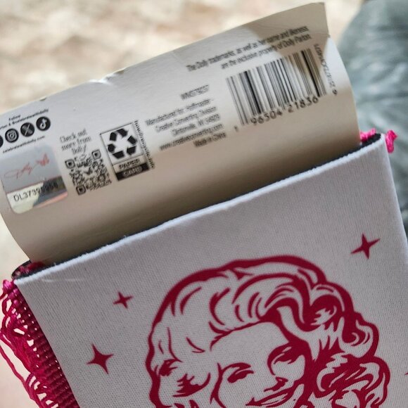 Set of 2 Dolly Parton Double-Sided Fringe Can Holder Coozie 5" Pink - Picture 2 of 7